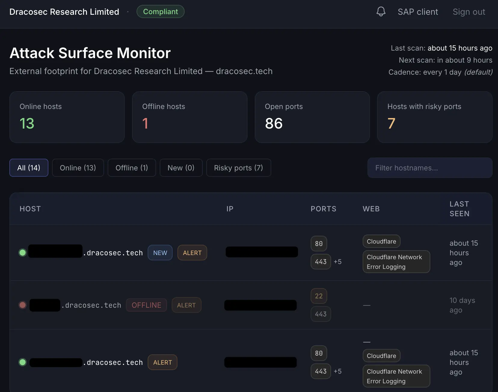 Attack Surface Monitor — external footprint inventory